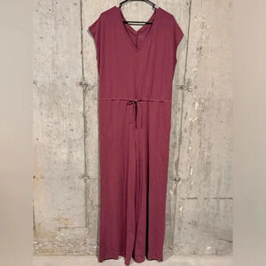 Athleta Size LT Tawny Rose Willow Drawstring Jumpsuit Athleisure Casual Comfort